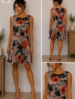 Sleeveless Lavender Size M Watercolor Floral Dress